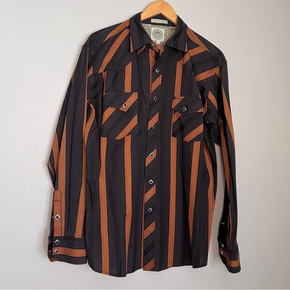 Vintage Maxini Men’s Sz M Long Sleeve Western Style Diamond Studded Pearl Snaps - Picture 1 of 9